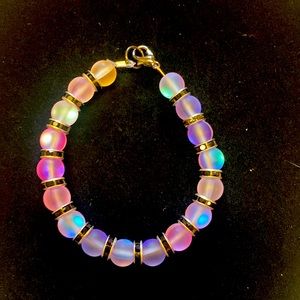Multicolor iridescent, gunmetal bracelet